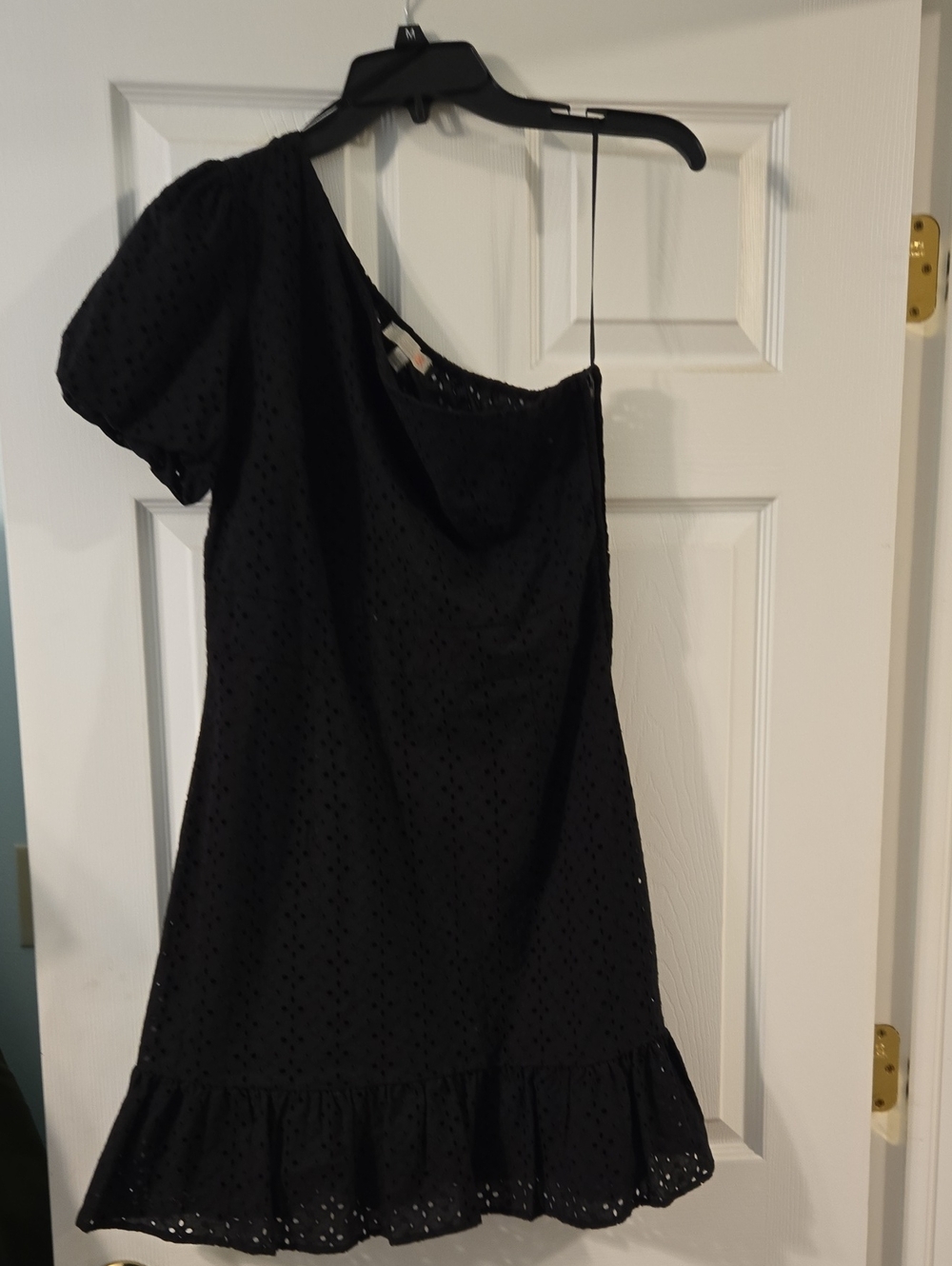 Gianni Bini Black Eyelet One-Shoulder Mini Dress